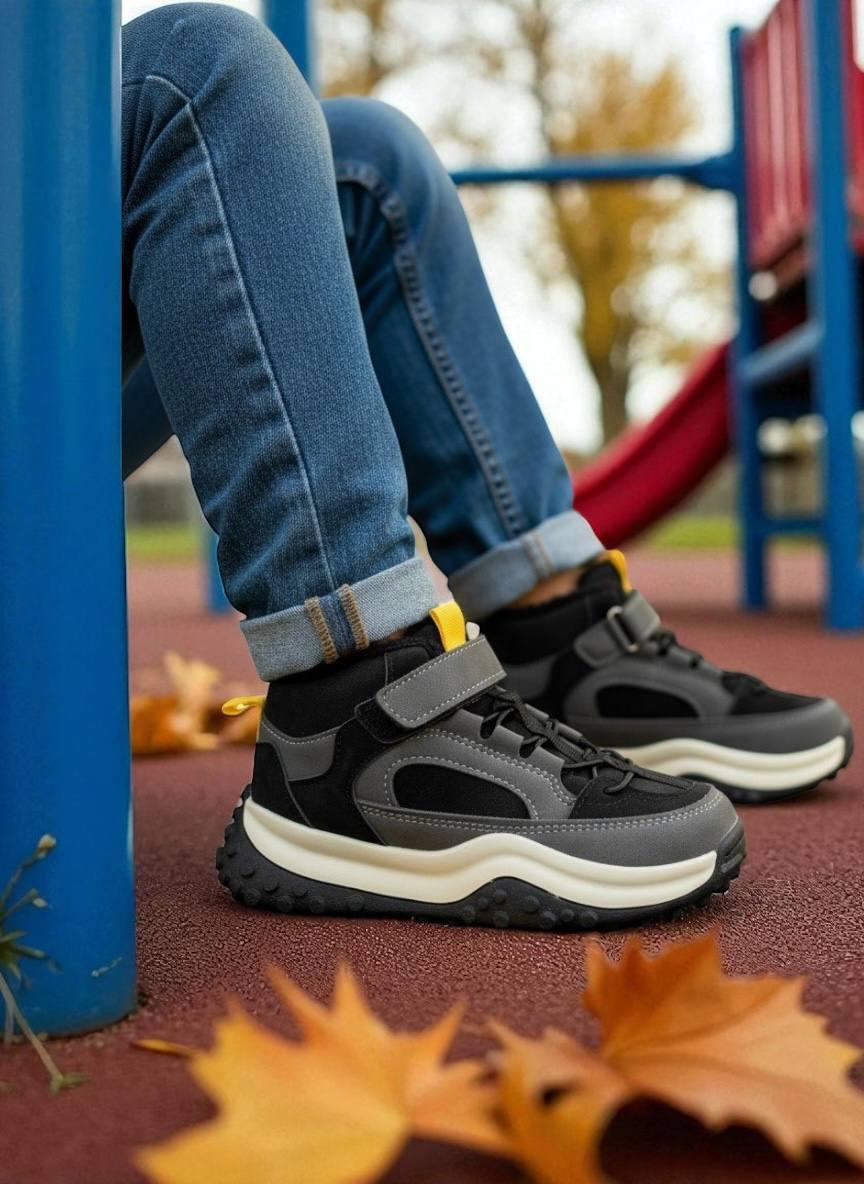 Дитяче демосизонне взуття для хлопчика черевики спортивні хайтопи утеплені на липучці РОЗМІР: 32,35, фото 1