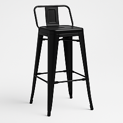 Стілець барний металевий СДМ-Груп Толікс Back чорний, барний табурет у стилі лофт
