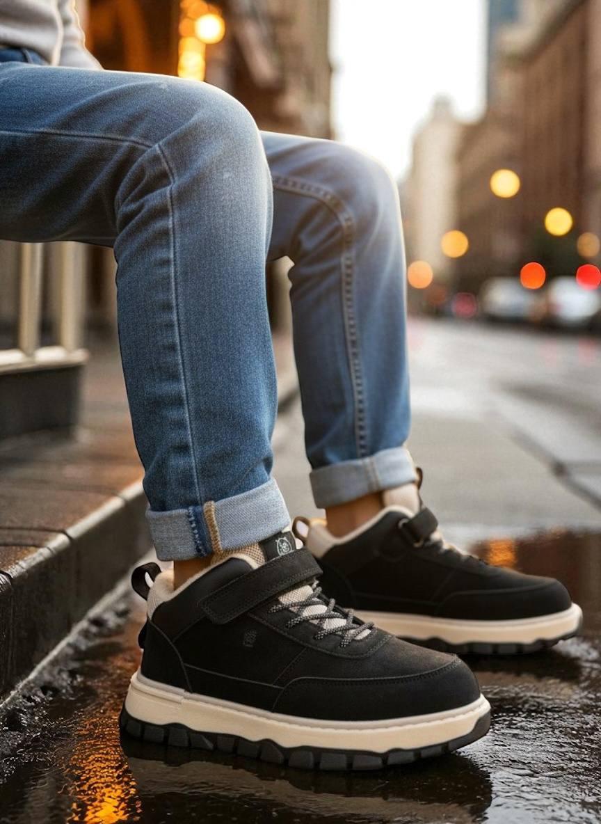 Дитяче демосизонне взуття для хлопчика черевики спортивні хайтопи утеплені на липучці РОЗМІР: 37-39, фото 1