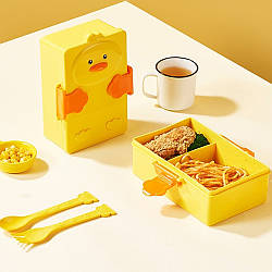 Пластиковий ланч-бокс, 1л + столові прибори / Ланч бокс / Контейнер для їжі / Бокс для ланчу