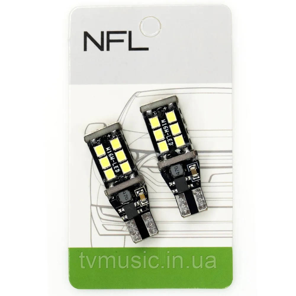 Автомобільні LED лампи NFL Flame T15 White (2 шт.), фото 1