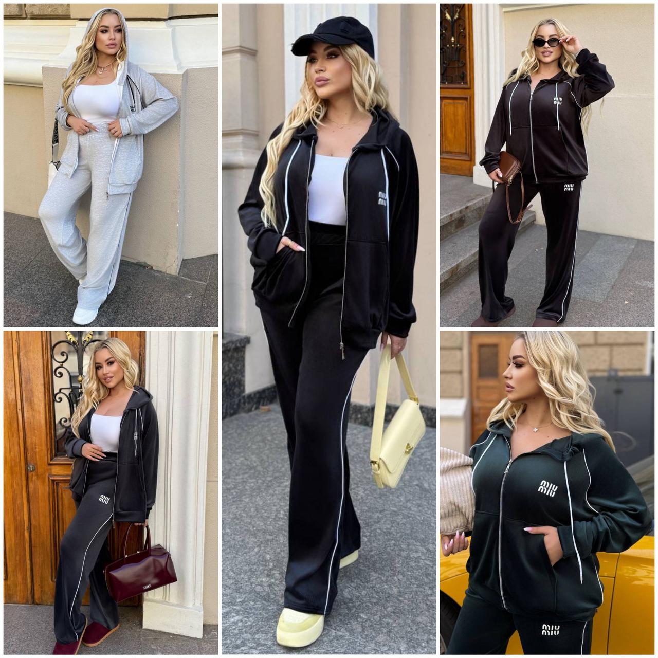 Жіночий велюровий спортивний костюм на блискавці батал: 50-52, 54-56, 58-60 - чорний, смарагд, графіт, сірий, коричневий - фото 1 - id-p2761815245