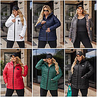 Жіноча осіння стьобана куртка з плащової тканини з капюшоном батал: 48-50, 52-54, 56-58, 60-62