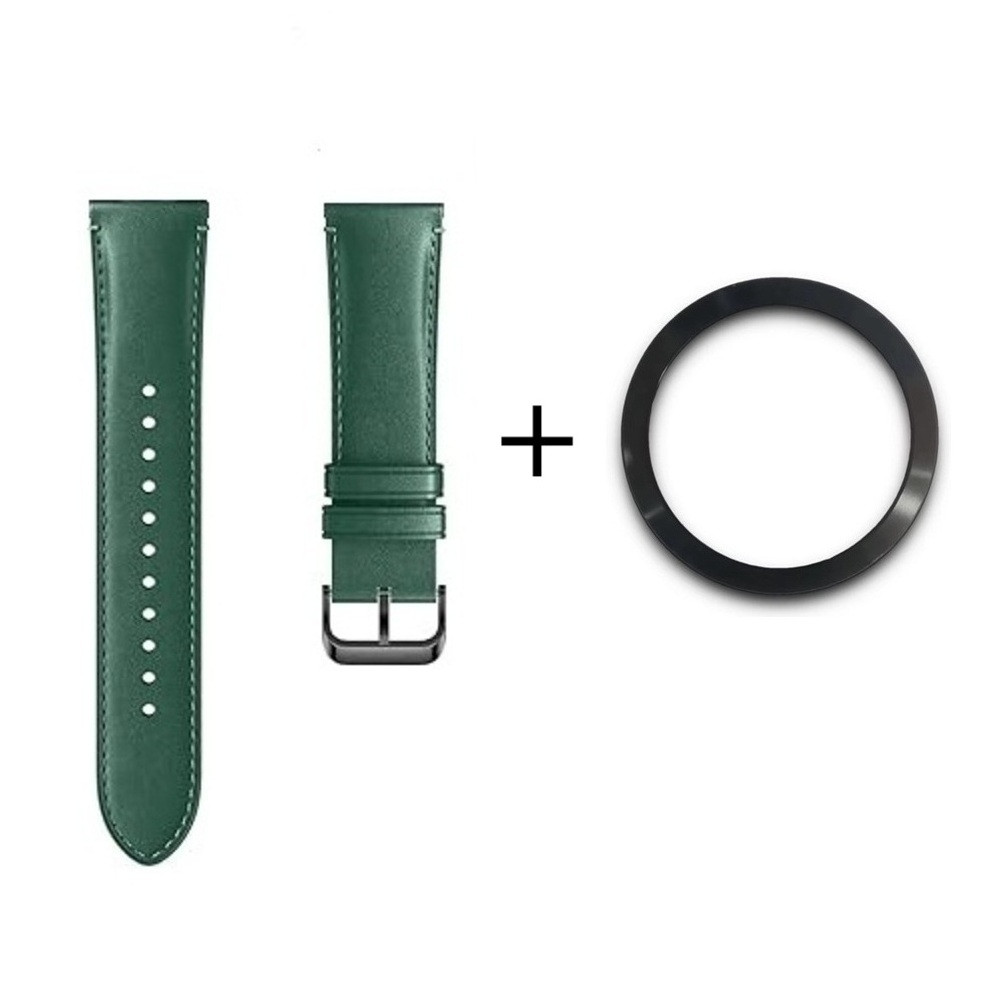 Комплект для Xiaomi Watch S3/S4 Green-black (безель ATR+шкіряний ремінець), фото 1