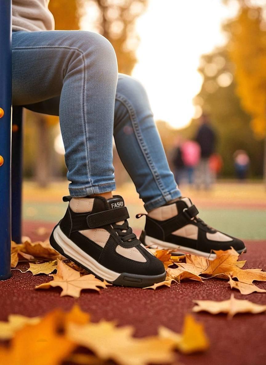 Дитяче демосизонне взуття для дівчаток, черевики, спортивні хайтопи утеплені на липучці. РАЗМЕР: 26-29, фото 1