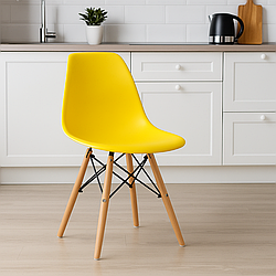 Обідній стілець пластик жовтий Тауер Вуд дерево бук сучасний дизайн