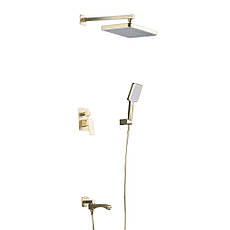 F7176-3 душ. система вбудована 3х функц. одноваж. вилив-перимикач лат. Ø35 (сатин золотий) {4/1}