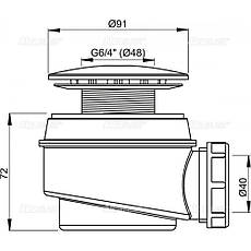 A47CR-60 Сифон для душового піддона хромований d60 {30}