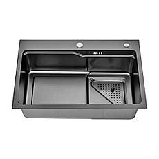 ID 7546-B мийка 750x460x215мм,(3.0/0.8мм),сифон. дозат. 2 кошика PVD Black {1/1}