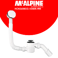 Сифон для ванни білий клік-клак із верхнім очищенням і наповненням через перелив HCN2600CC-15MM-WH McAlpine