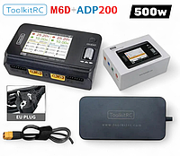 Двоканальний зарядний сет пристрій ToolkitRC M6D + блок живлення ADP200 для акумуляторів 1 8S FPV dji mavic