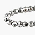 Намистини скляні грановані, круглі непрозорі, Сріблястий, 6мм, Отвір 1мм, близько 50шт/33см/нитка, фото 2