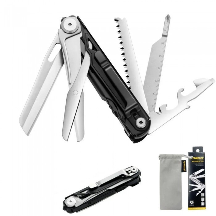 Мультитул Traveler MQ063G, багатофункційний інструмент 11 см Чорний, фото 1