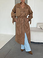 Жіночий замшевий тренч оверсайз, фото 6