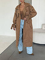 Жіночий замшевий тренч оверсайз, фото 8