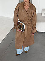 Жіночий замшевий тренч оверсайз, фото 2