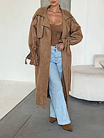 Жіночий замшевий тренч оверсайз, фото 5