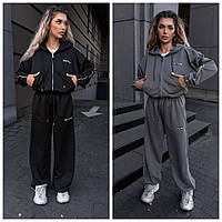 Жіночий спортивний костюм з кофтою на блискавці: 42-46. Кольори: графіт, чорний.
