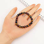 Браслет з Намистин Натурального Тигрового Ока, Еластичний, 5.5-6см, Намистина 8мм, 20-23шт/браслет, фото 2