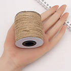 Мотузка Декоративна, Джутовий Пеньковий Шнур Потрійного Крутіння, 1.5 мм, близько 75м/котушка, фото 2