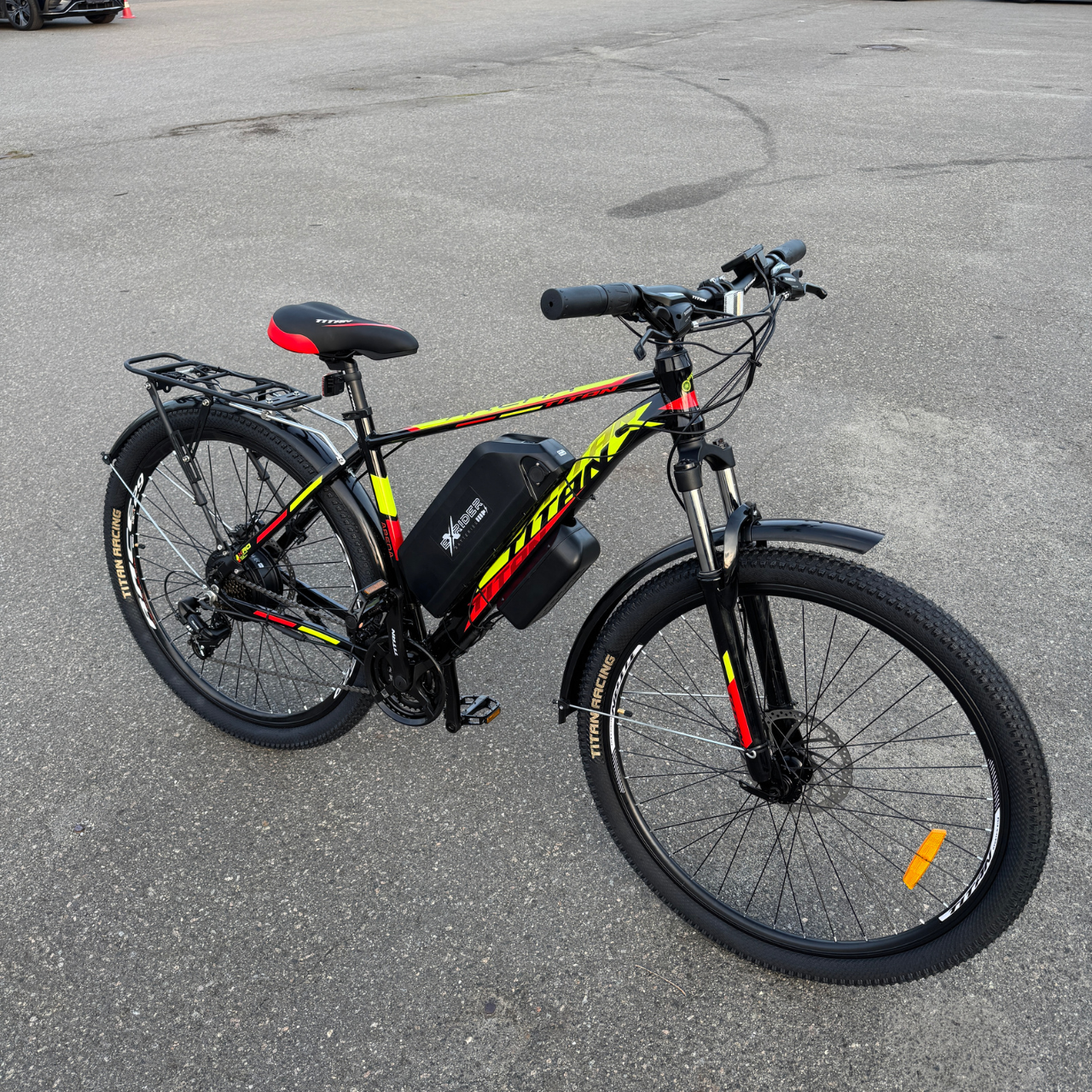 Велосипед з Е-комплектом з багажником 29" Titan Arena black-red 2025 48 В 500Вт MXSUS 10 Ah/ до 35 км запас ходу+дисплей