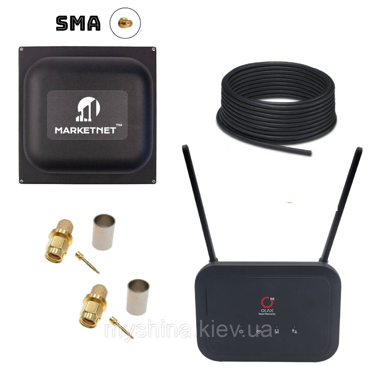 Комплект 4G LTE Wi-Fi роутер Olax AX8 Pro + 4G Антена MARKETNET Square SMA потужністю 21 dBi, фото 1