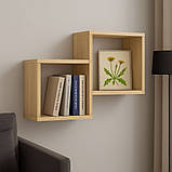 Полиця навісна IdealMebel Куб 2, настінна полиця, книжкова полиця, декоративна полиця в кімнату, будинок., фото 3
