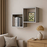 Полиця навісна IdealMebel Куб 2, настінна полиця, книжкова полиця, декоративна полиця в кімнату, будинок., фото 4