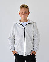 Зіп-худі для дітей із застібкою на замку, манжети та низ у тон, не скибить сірий меланж км Bosskids