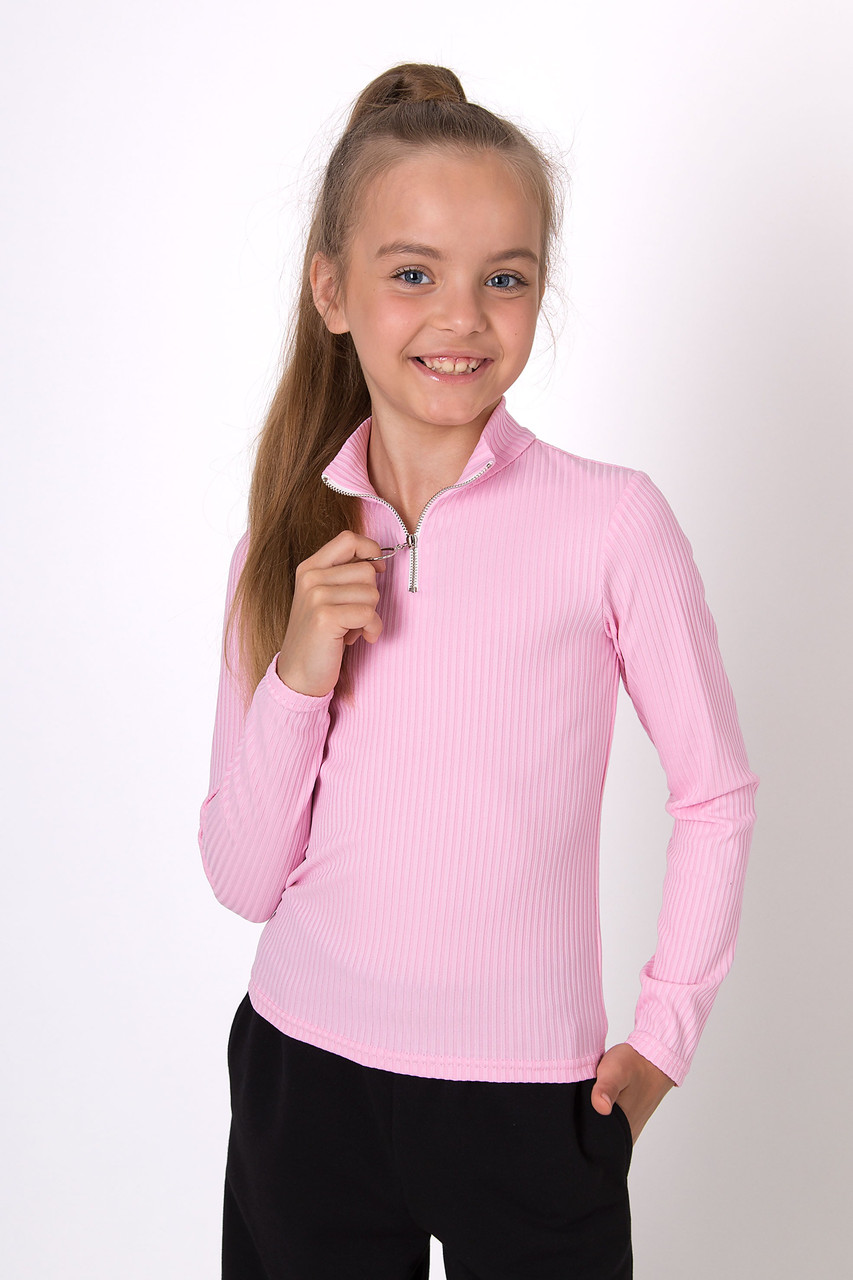 Рожевий гольф із подовженою горловиною та блискавкою до грудей, Mevis