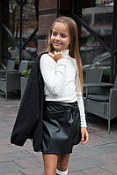 Молочна дитяча водолазка, приталений крій, трикотаж у рубчик, Mevis