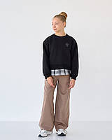 Дитячий світшот, чорний колір, дизайн з ефектом надетої сорочки BossKids