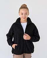 Дитячий флісовий джемпер BossKids із замком і регульованою стяжкою низом, чорний