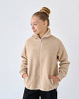 Дитячий джемпер карамельного кольору, флісова основа, застібка на замку зі стяжкою тм BossKids