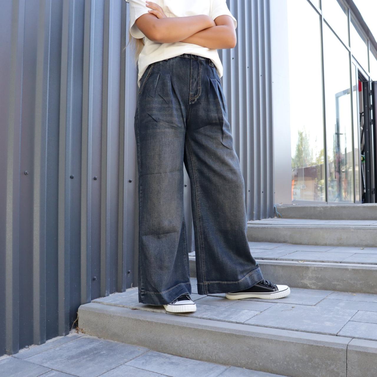 Дитячі джинси темно-сині, фасон палаццо AnnaBeier розмір 33/160