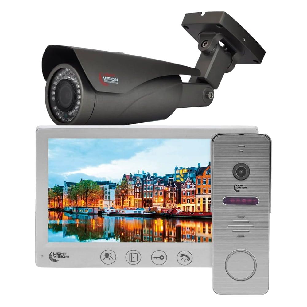 Комплект відеодомофона Light Vision з відеокамерою: домофон 7" AMSTERDAM FHD White, відеопанель 2Mp RIO FHD, фото 1