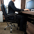 Офісне комп'ютерне крісло Primaveo з підніжкою | Еко-шкіра, Чорне, фото 6