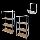 Набір з 2-х металевих стелажів (150 x 70 x 30 см) 4 полиці, навантаження - 150 кг на полицю, Сірий, фото 3