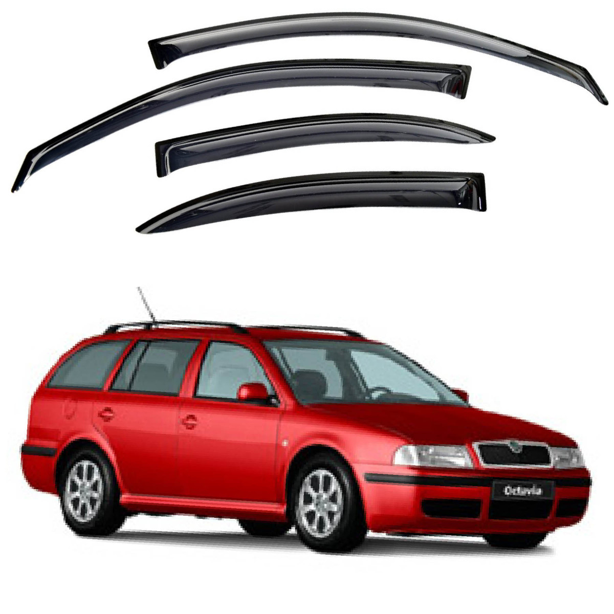 Дефлектори вікон для Skoda Octavia Tour 1997-2012 Універсал на скотчі (Acrylic) AMS20598, фото 1