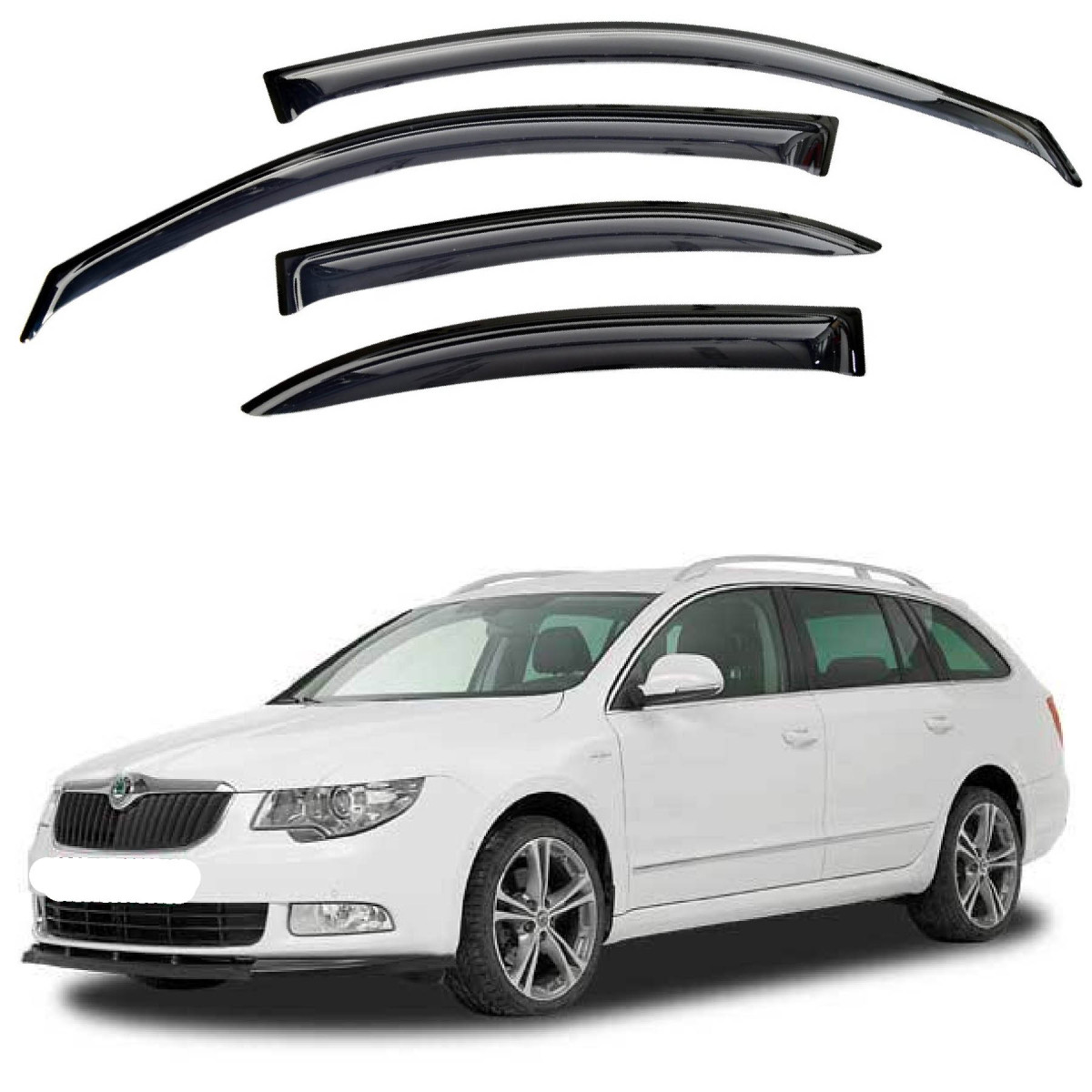 Дефлектори вікон для Skoda Superb 2008-2015 Універсал на скотчі (Acrylic) AMS22008, фото 1