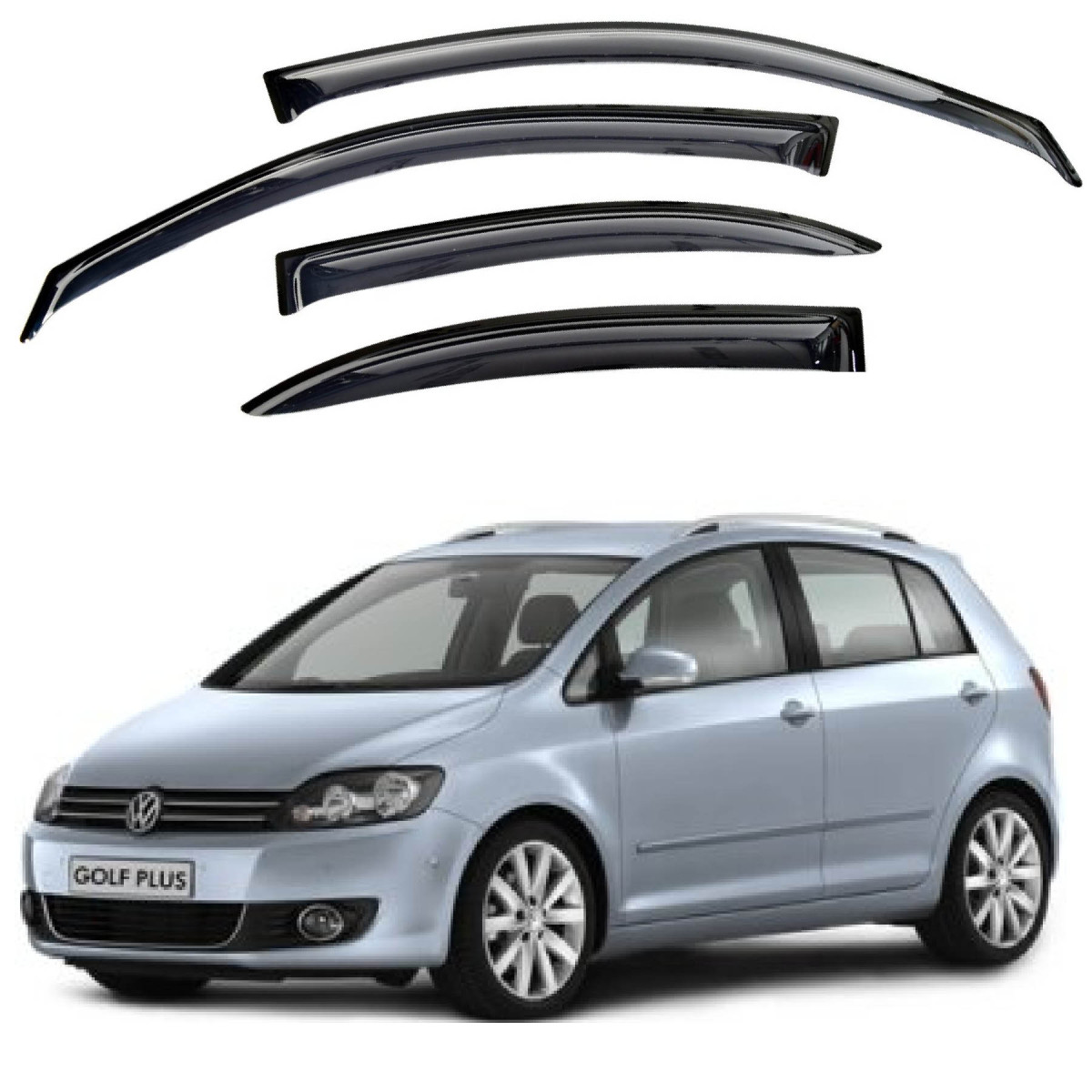 Дефлектори вікон для Volkswagen Golf V Plus 5d 2004- на скотчі (Acrylic) AMV20704, фото 1