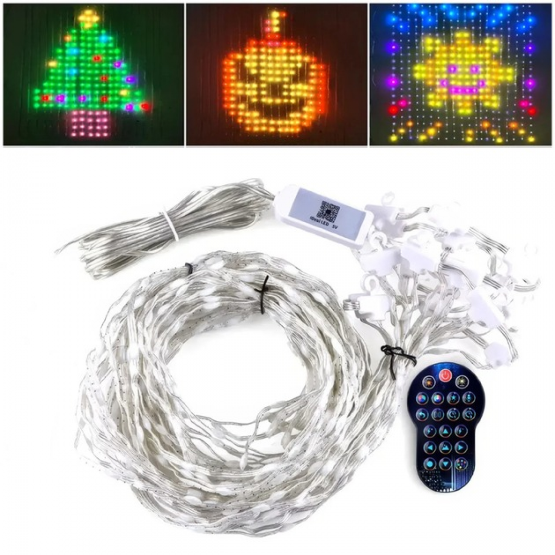Програмована новорічна LED гірлянда-штора SFK 08 3×2 м керування з телефону/пультом (10117)