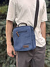 Універсальна текстильна чоловіча сумка на два відділення Vintage 20201 Синя, фото 9