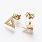 Комплект з Нержавіючої Сталі, Ланцюжок і Сережки-гвоздики, Золото, 44-46.3см, Підвіс: 18х18.5мм, фото 2