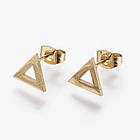 Комплект з Нержавіючої Сталі, Ланцюжок і Сережки-гвоздики, Золото, 44-46.3см, Підвіс: 18х18.5мм, фото 3