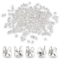 Калоти Залізні, Затискачі Кінцевіки, Раковина, Срібло, 4х2мм, Внутрішній Діаметр 1.5мм, 270шт/10г