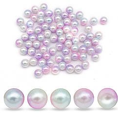 Перли Кульки Намистини Акрилові Веселкові Райдужні, Градієнт Русалка, Рожевий, 8мм, без отвору, 75шт/20г