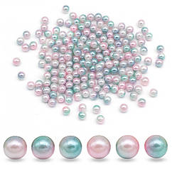 Перли Кульки Намистини Акрилові Райдужні, Градієнт Русалка, Блакитний, 6мм, без отвору, близько 180шт/20г