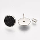 Сережки Пусети, Нерж. Сталь + Смола, Чорний, 14мм, Штифт: 0.8мм, 1 пара, фото 2