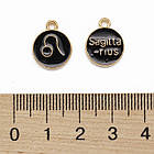 Підвіски Набір Знаки Зодіаку, Сплав і Емаль, Чорний, 15х12х2мм, Отвір: 1.5мм, 12 шт/набір, фото 3